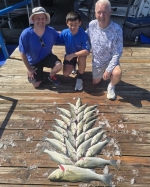 Family group with a big Lake Texoma striper catch, Stripers Inc.